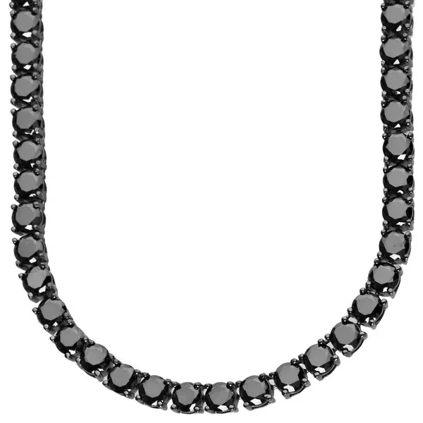 Sterling 925er Silver Black CZ Chain - ICED OUT 5mm - 90cm