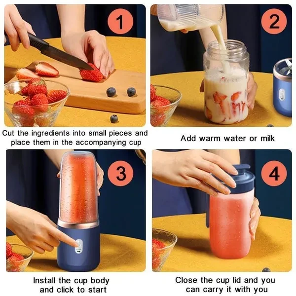 Portable Blender with 2 Cups,14.6 Oz /400ML Mini Blender for Shakes and Smoothies,Personal Blender with Rechargeable USB,Fruit,Smoothie,Baby Food Mixing Machine Blender with 6 Blades ,for Home,Kitchen