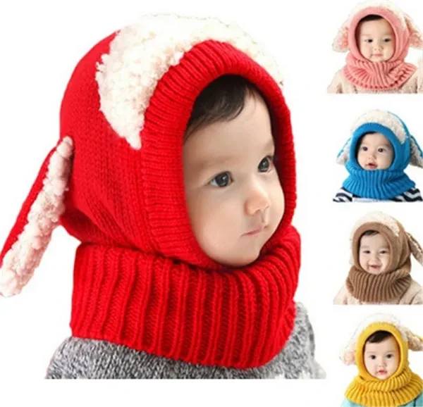 Girls Baby Toddler Boys Winter Beanie Warm Hat Hooded Scarf Earflap Knitted Cap (6-36 Months Baby)