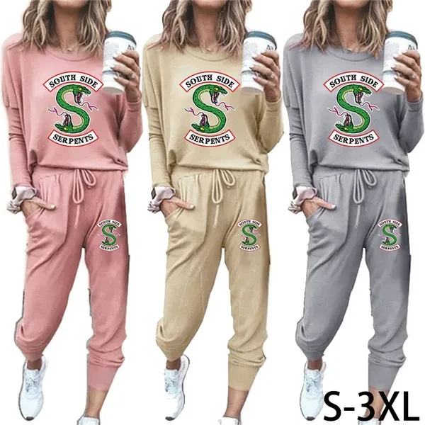 Riverdale South Side New Trending Women Sports Suits Two Pieces Suits Lady Long Sleeve Sports Suits Fashion Hoodied Sweatshirts Long Pants Jogging Suits