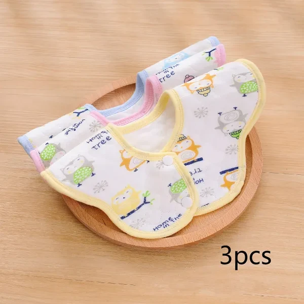 3pcs Baby 360 Degree Rotation Newborn Cotton Bib Baby Saliva Towel Waterproof Bib
