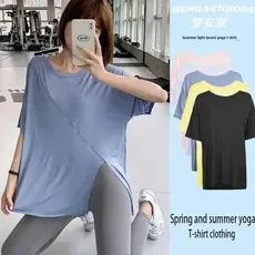 Plus Size Women’s Quick-Dry Yoga T-Shirt – Lightweight Short Sleeve Workout Top, Loose Fit Running and Fitness Tee