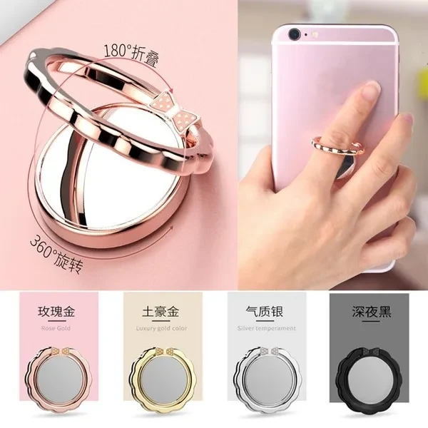 New Fashion mirrors butterfly flowers rotating rings buckle support on-board magnetic suction general installed on mobile phones