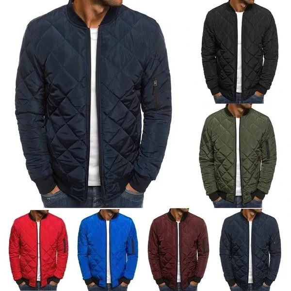6 Colors Plus Size S-3XL Autumn and Winter Men Puffer Jacket Coat Plaid Cotton-padded Clothes