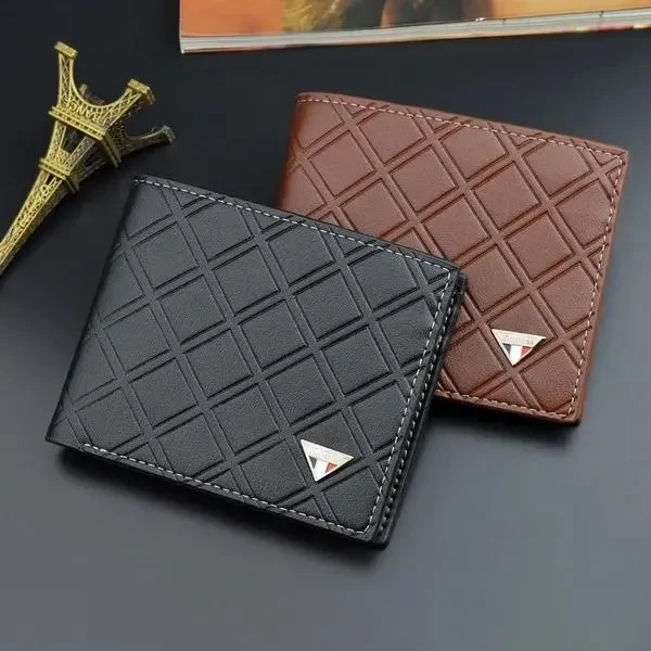 Mens Short Wallet RFID Genuine Leather Slim Trifold Wallets Multi Card Pockets Purses