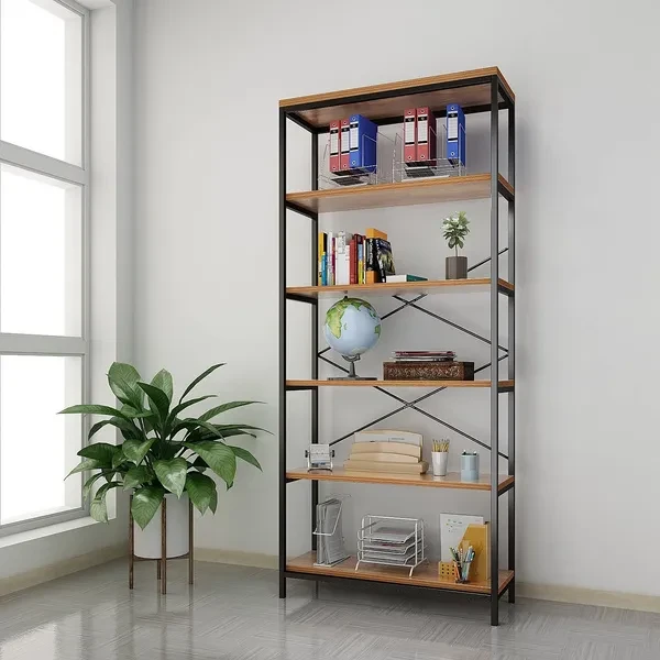 5 Shelf Bookcase, Tall Bookshelf Industrial Style Bookshelves Vintage Standing Storage Shelf Units