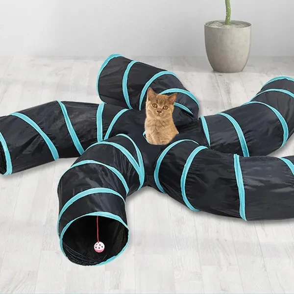 Collapsible Tunnel Tube Pet Toys 5 Way Tube for Play Tunnel Large Hideaway