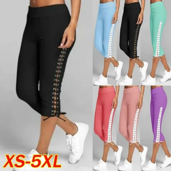 Women's Fashion Slim Sweatpants Casual Yoga Pants Bandage Cropped Pants