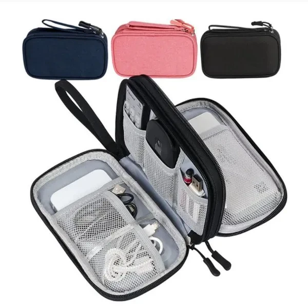 Electronic Pouch Bag Small Organizer Case Portable Travel Phone Accessories Multifunctional Storage Bag for Power Bank,Charging Cords,Chargers,Mouse,USB Cable,Earphones Flash Drive
