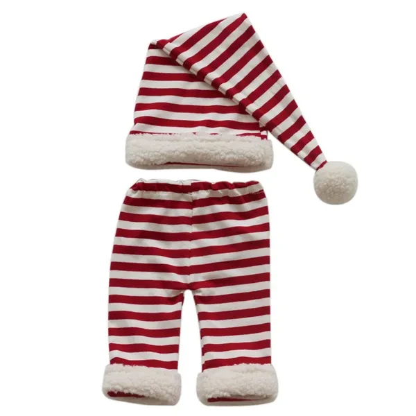 2Pcs Christmas Baby Infants Stripe Crochet Hat+Shorts Set Newborn Photography Props Infants Photo Shooting Costume Outfits LKS