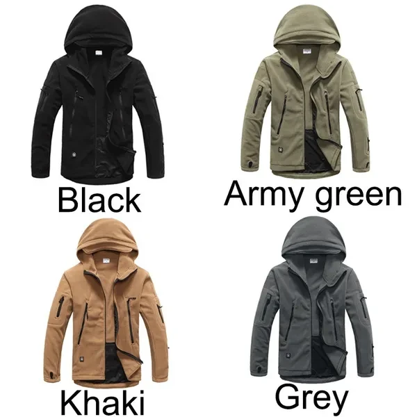 Men Military Winter Thermal Fleece Tactical Jacket Outdoors Sports Hooded Coat Softshell Hiking Outdoor Army Jackets