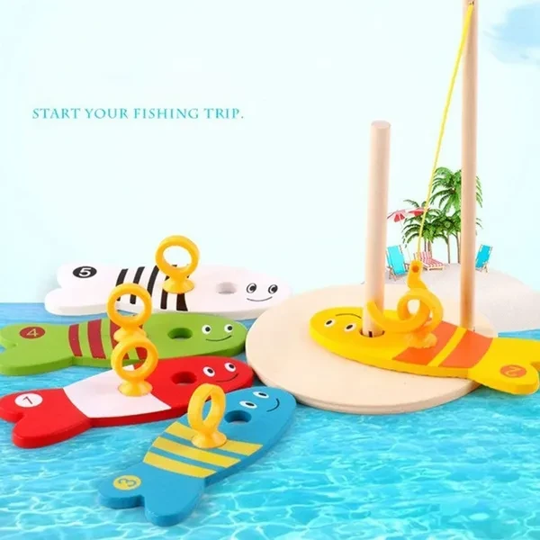 Wooden Montessori Toys Colorful Fishing Baby Toys for Children