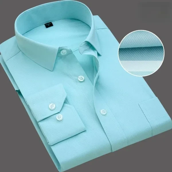 Mens Long Sleeves Dress Shirts Luxury Business Formal Button Down Top Multicolor Shirts