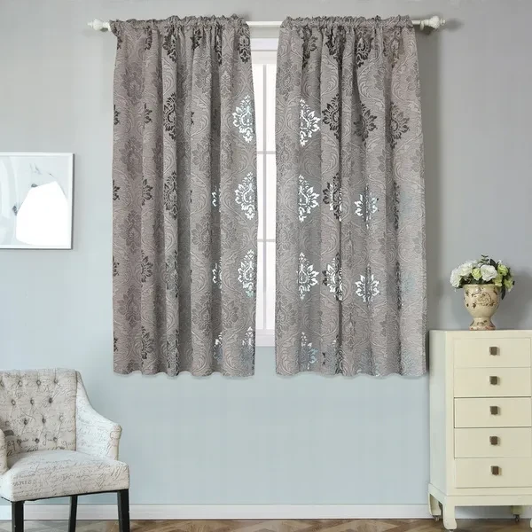 1 PC 100x130【Hook Type】jacquard fabrics short curtain window