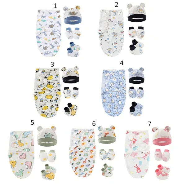 4 Pieces Baby Mittens Newborn Cotton Gloves No Scratch Mittens with Non Slip Baby Ankle Socks for Boys and Girls WIS