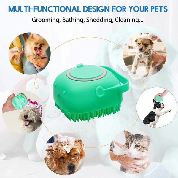 Bathroom Puppy Big Dog Cat Bath Massage Gloves Brush Soft Safety Silicone Pet Accessories for Dogs Cats Tools stonego Pet Products ( Pack of 1/ 2 )