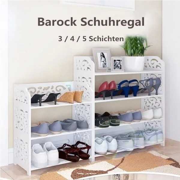 DIY HANDMADE RACK 345 Shelf Shoe Cabinet Rack Storage Rack Wood Plastic Plate White