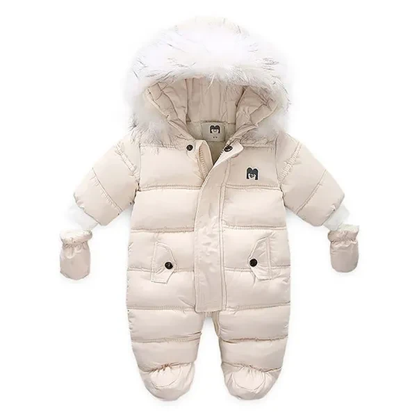 Baby Girls Boys Zipper Down Jumpsuits with Gloves Winter Romper Jumpsuit Romper Outfits