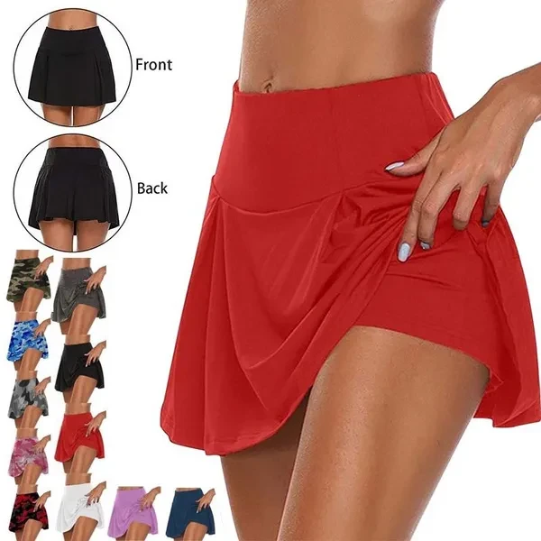 Women's Fashion Double-layer Athletic Shorts Quick-drying Running Tennis Golf Gym Sports Workout Skirt XS-5XL