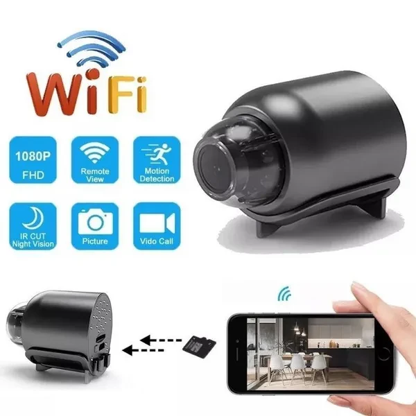 New HD Camera Mini WiFi Wireless Camera Video Night Vision Remote Control Security Nanny Surveillance Camera for Car Home Office Safety System (163264128G SD Card)