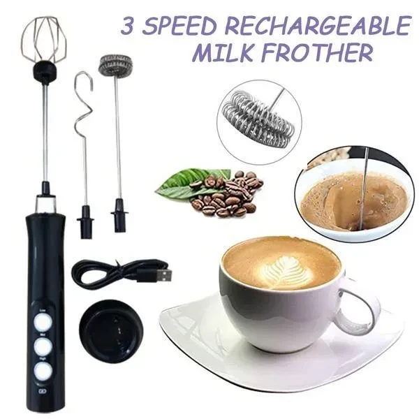Handheld Electric Milk Frother Foamer Household Eggs Cream Mixer Drink Mixer Foam Maker Coffee Mixer Usb Charging Kitchen Tools