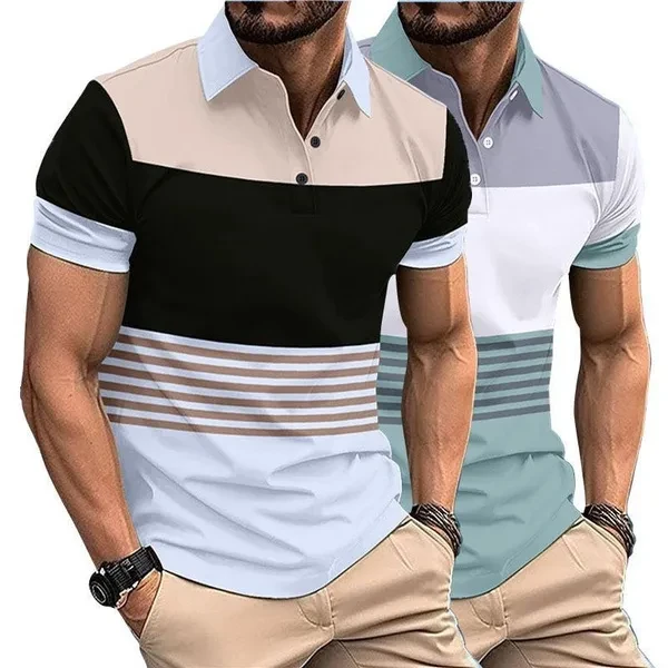 Men Summer New Short Sleeved Loose T-shirts Fashion Color Blocking Tshirts for Men
