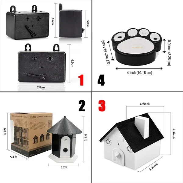 Ultrasonic Dog Bark Control Device Dog Whistle to Stop Barking Sonic Bark Deterrents Safe Humane Birdhouse Ultrasonic Training Dog Stop Barking Anti Bark Device Outdoor Uses (4 Style)