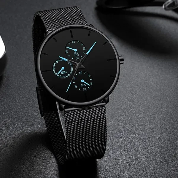 2021 Mens Watches Male Clock Quartz Watch Casual Slim Mesh Steel Men Watch Waterproof Designer Sport Watch
