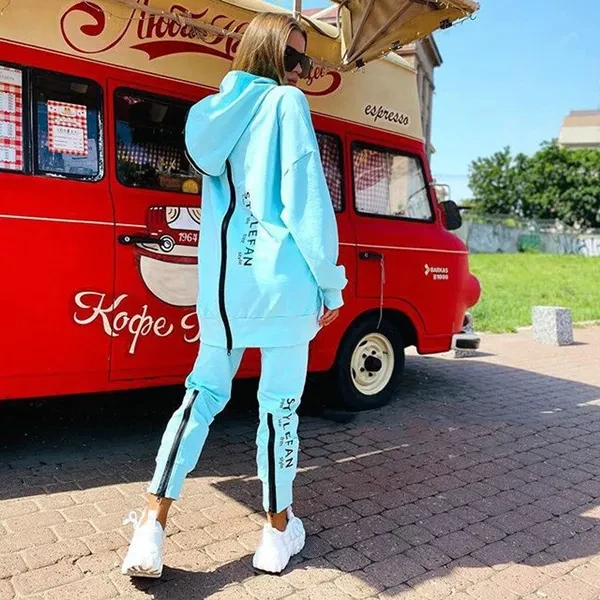 2023 Fashion Women Track Suits Sports Wear Jogging Suits Ladies Hooded Tracksuit Set Clothes Hoodies+Sweatpants Sweat Suits