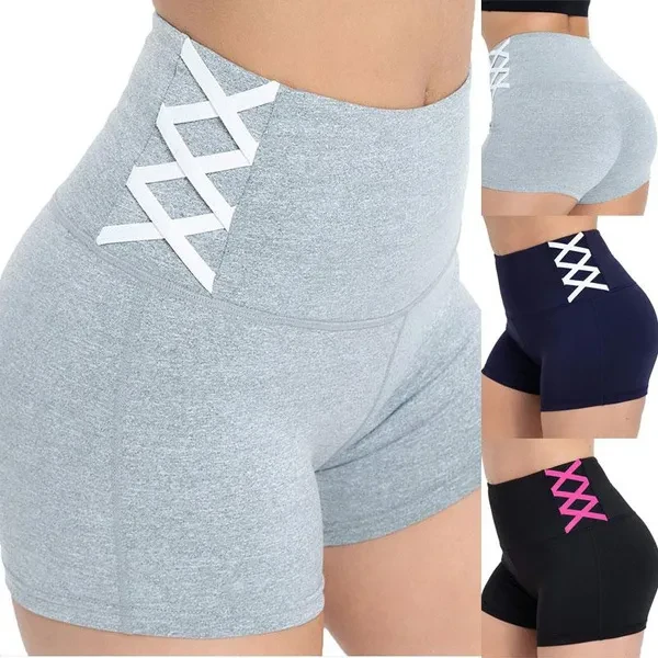 Summer Women's Fashion Yoga Shorts Sports Running Sportswear Bandage Fitness Shorts Workout Gym Joggers Compression High Waist Shorts