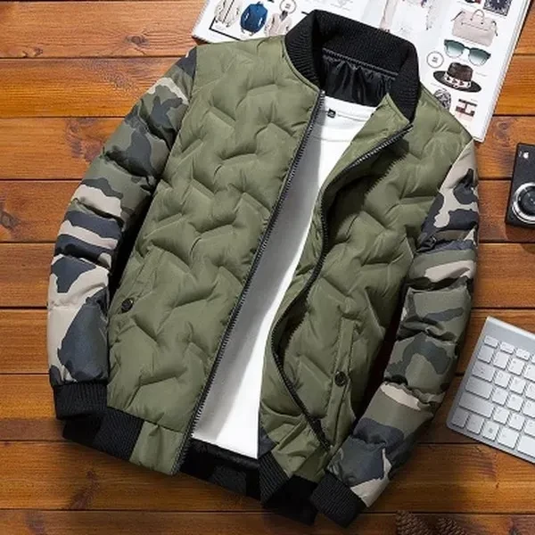 Men's winter coat cotton padded jacket baseball collar down cotton jacket camouflage Outdoor Jacket