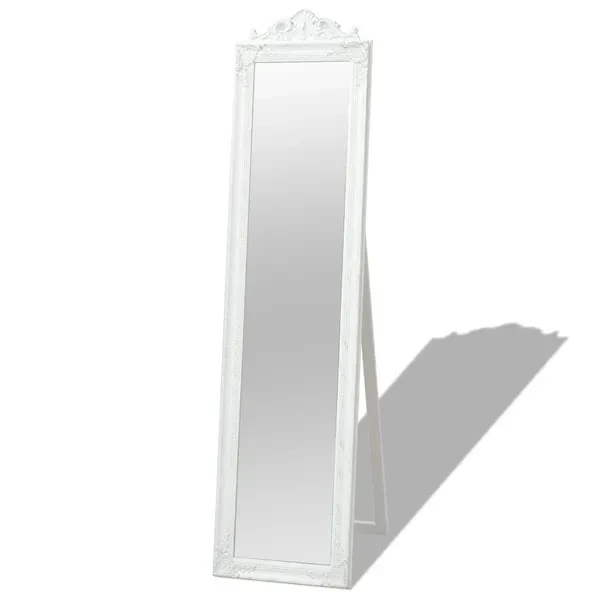 Free-Standing Mirror Baroque Style 160x40 cm White Standspiegel staande spiegel Miroir sur pied