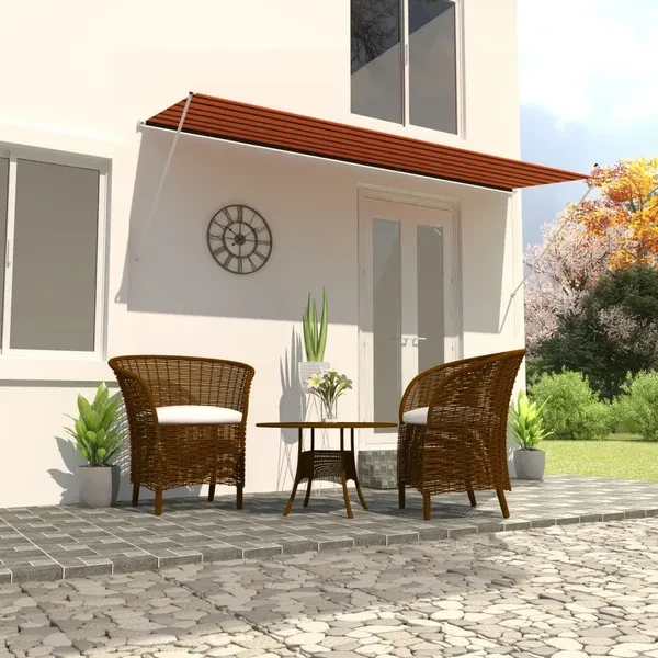 Retractable Awning 400x150 cm Orange and Brown Einziehbare Markise Intrekbare luifel Auvent rétractable