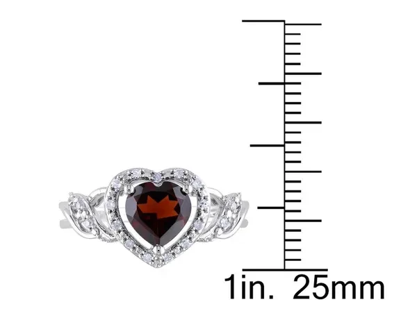Garnet Heart Ring 1.50 Carats (ctw) in Sterling Silver