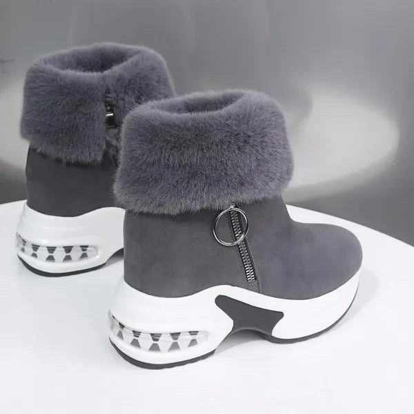 Women Fashion Ankle Boot Warm Plush Faux Fur Fleece Winter Shoes for Woman Boots High Heels Ladies Boot Women Snow Boots Winter Shoes Height Increasing Sneakers