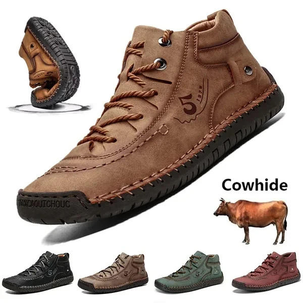 Men's Fashion Casual Shoes Leather Boots British Style Shoes Martin Boots Outdoor Walking Shoes Plus Size 38-48 []