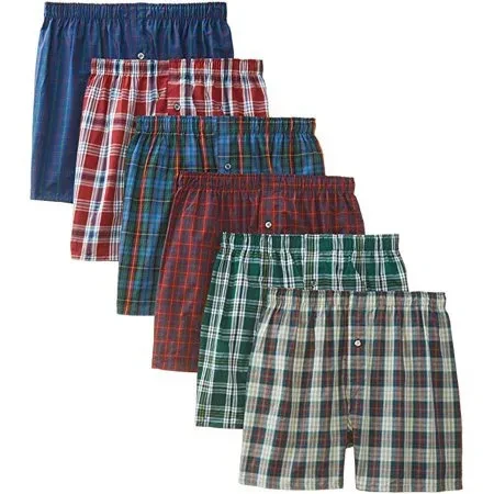 Men's Checker Plaid Shorts Assorted Cotton Blend Boxers Trunks Underwear