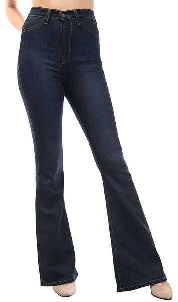 Women's Classic High Waist Denim Bell Bottoms Jeans