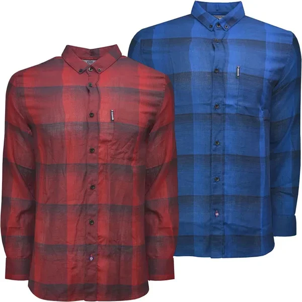 Lambretta Mens MOD Long Sleeve Button Down Collared Woven Checked Shirt
