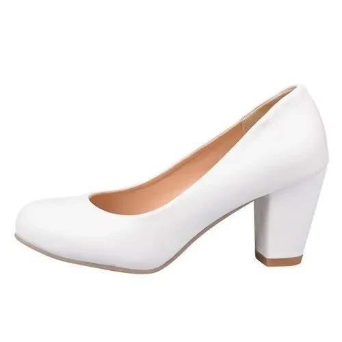 2016 new fashion Plus size 34-43 Hot sale round toe women pumps pu leather ladys high heels women casual dress shoes woman white and black color